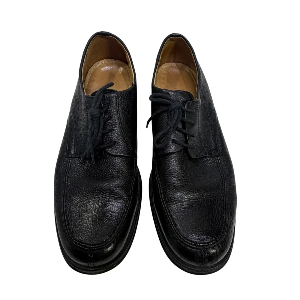 Sandro Moscoloni Vineyard Black Pebbled Leather Derby Dress Shoes Mens 9 42 EU